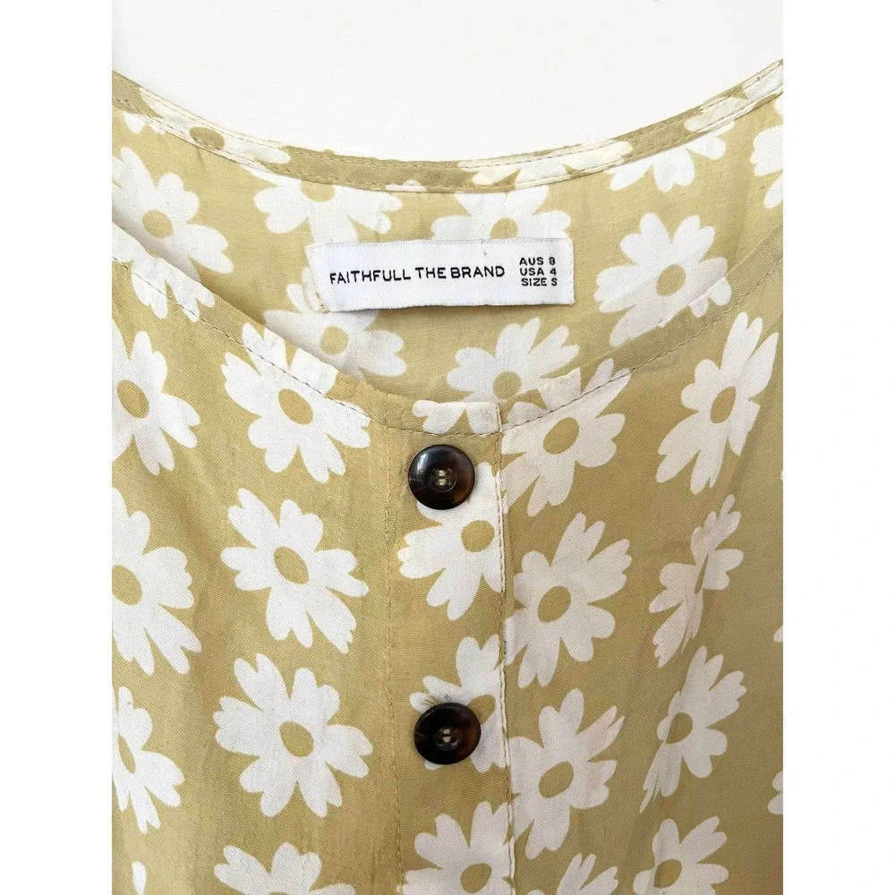 Anthropologie Faithfull the Brand Arrieta Daisy Midi Slit Dress Tie Strap Size 4